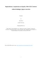 Regionalismo y arquitectura en España, 1900-1930. Contexto cultural, ideología y logros concretos