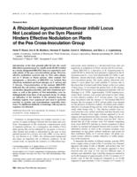 A Rhizobium leguminosarum Biovar trifolii locus not localized on the sym plasmid hinders effective nodulation on plants of the pea cross-inoculation group