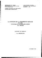 La notion de propriété rurale et des contrats d'exploitation au Niger