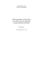 Urban agriculture in East Africa as a tool for poverty reduction: a legal and policy dilemma?
