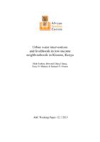 Urban water interventions and livelihoods in low-income neighbourhoods in Kisumu, Kenya