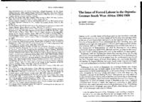 The issue of forced labour in the 'Onjembo': German South West Africa 1904-1908