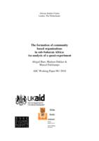 The formation of community based organizations in sub-Saharan Africa: an analysis of a quasi-experiment