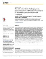 The Role of Gender in the Employment, Career Perception and Research Performance of Recent PhD Graduates from Dutch Universities