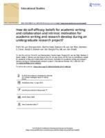 How do self-efficacy beliefs for academic writing and collaboration and intrinsic motivation for academic writing and research develop during an undergraduate research project?