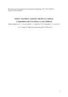 Mothers' and fathers' sensitivity with their two children: A longitudinal study from infancy to early childhood.