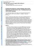 Prenatal stress exposure, oxytocin receptor gene (OXTR) methylation, and child autistic traits: The moderating role of OXTR rs53576 genotype.