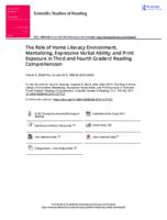 The Role of Home Literacy Environment, Mentalizing, Expressive Verbal Ability, and Print Exposure in Third and Fourth Graders' Reading Comprehension