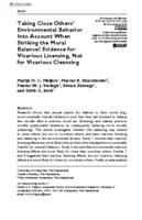 Taking close others' environmental behavior into account when striking the moral balance? Evidence for vicarious licensing, not for vicarious cleansing