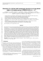 Ionised gas structure of 100 kpc in an over-dense region of the galaxy group COSMOS-Gr30 at z 0.7