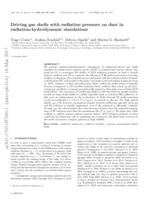 Driving gas shells with radiation pressure on dust in radiation-hydrodynamic simulations