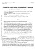 Chemistry of a newly detected circumbinary disk in Ophiuchus