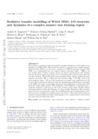 Radiative transfer modelling of W33A MM1: 3-D structure and dynamics of a complex massive star forming region