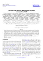 Tracking of an electron beam through the solar corona with LOFAR