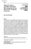 National Culture and Africa Revisited: Ethnolinguistic Group Data from 35 African Countries
