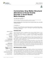 Commentary: Gray Matter Structural Alterations in Social Anxiety Disorder: A Voxel-Based Meta-Analysis