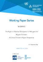 The right to effective participation of refugee and migrant children: a critical children’s rights perspective.