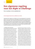 Een algemene regeling voor het Right to Challenge: over interfaces in het publiekrecht