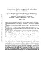 Observations of a pre-merger shock in colliding clusters of galaxies