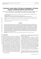 Consistent cosmic shear in the face of systematics: a B-mode analysis of KiDS-450, DES-SV and CFHTLenS