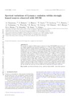 Spectral variations of Lyman α emission within strongly lensed sources observed with MUSE