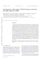 Low-frequency radio study of MACS clusters at 610 and 235 MHz using the GMRT