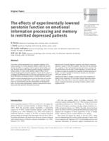 The effects of experimentally lowered serotonin function on emotional information processing and memory in remitted depressed patients.