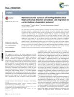 Nanostructured surface of Biodegradable Silica Fibers enhance directed amoeboid cell migration in a microtubule-dependent process