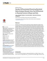Gender-differentiated parenting revisited: Meta-analysis reveals very few differences in parental control of boys and girls