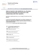 Veteran teachers’ job satisfaction as a function of personal demands and resources in the relationships with their students