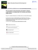 The purposes and processes of master's thesis supervision: a comparison of Chinese and Dutch supervisors