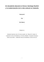 Un decadente descubre al Greco. Santiago Rusiñol y la modernización de la vida cultural en Cataluña