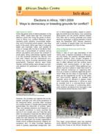 Elections in Africa, 1991-2009: Ways to democracy or breeding grounds for conflict?