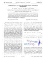 Manipulation of a two-photon pump in superconductor-semiconductor heterostructures