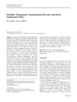 Disability management: Organizational diversity and Dutch employment policy