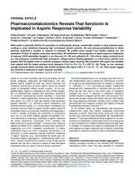 Pharmacometabolomics reveals that serotonin is implicated in aspirin response variability.