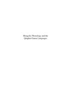 Mongolic phonology and the Qinghai-Gansu languages