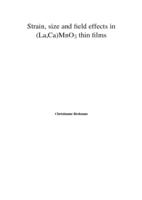 Strain, size and field effects in (La, Ca)MnO3 thin films