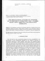 The simultaneous analysis of genotype by environment interaction for a number [of] traits using three-way multiplicative modelling