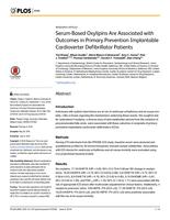 Serum-Based Oxylipins Are Associated with Outcomes in Primary Prevention Implantable Cardioverter Defibrillator Patients