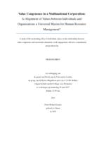 Value congruence in a multinational corporation: Is alignment of values between individuals and organizations a universal maxim for Human Resource management?