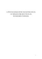 A psycholinguistic investigation of speech production in Mandarin Chinese