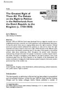 The greatest right of them all. The debate on the right to petition in the Netherlands from the Dutch Republic to the Kingdom (c. 1750-1830)