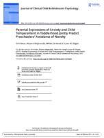 Parental Expressions of Anxiety and Child Temperament in Toddlerhood Jointly Predict Preschoolers’ Avoidance of Novelty