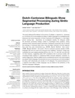 Dutch-Cantonese Bilinguals Show Segmental Processing during Sinitic Language Production