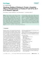 Membrane Binding of Parkinson's Protein alpha-Synuclein: Effect of Phosphorylation at Positions 87 and 129 by the S to D Mutation Approach