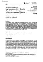 Remembering One’s Representative: How District Magnitude and List Type affect Candidate Recognition