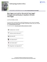 Marriage as an end, or the end of marriage? Change and continuity in Southern African marriages