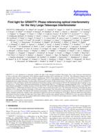 First light for GRAVITY: Phase referencing optical interferometry for the Very Large Telescope Interferometer