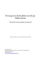 De zorg voor de kwaliteit van de publieke dienst. Verweesd tussen politiek en bestuur?